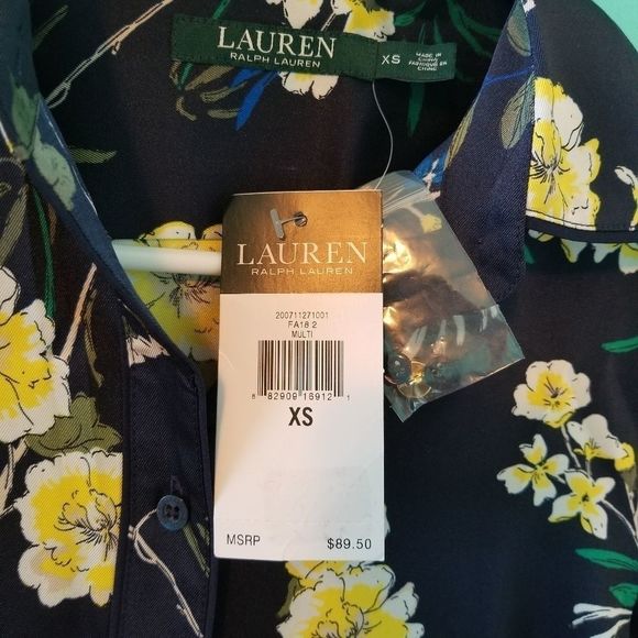 Lauren Ralph Fanella Floral Collar Button-Down Top - Picture 5 of 6